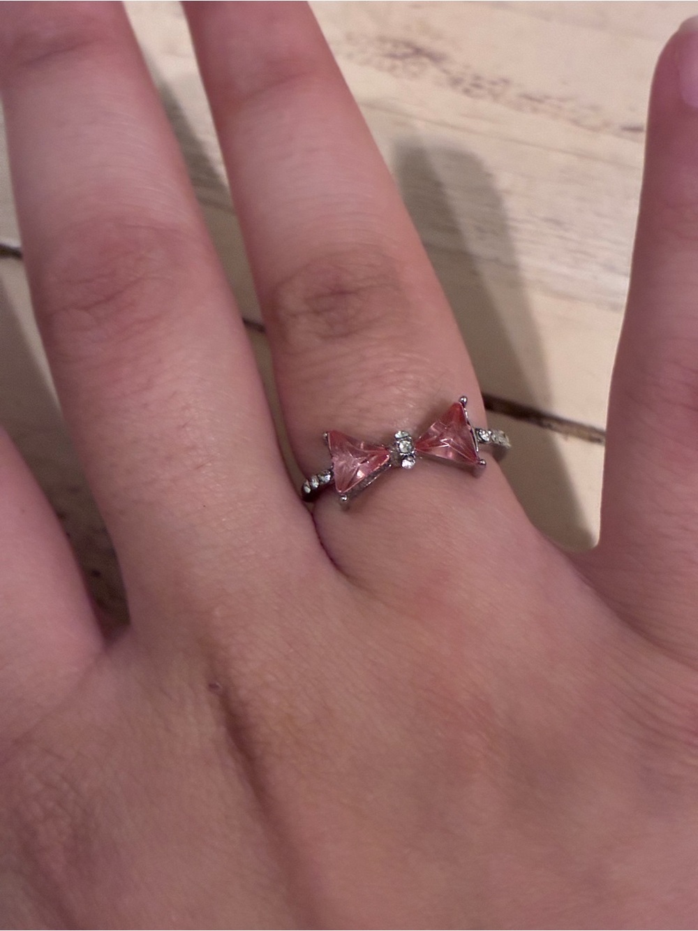 Pink Sparkling Pink Bow Ring